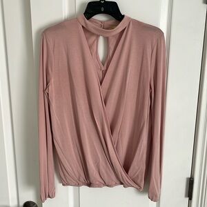 Gianni Bini pink modal wrap blouse. Size medium